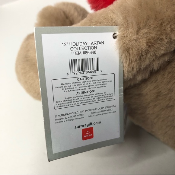 Aurora Steve the Sloth 12 inch Holiday Tartan Collection 2021 Plush Stuffed Toy - Picture 4 of 6